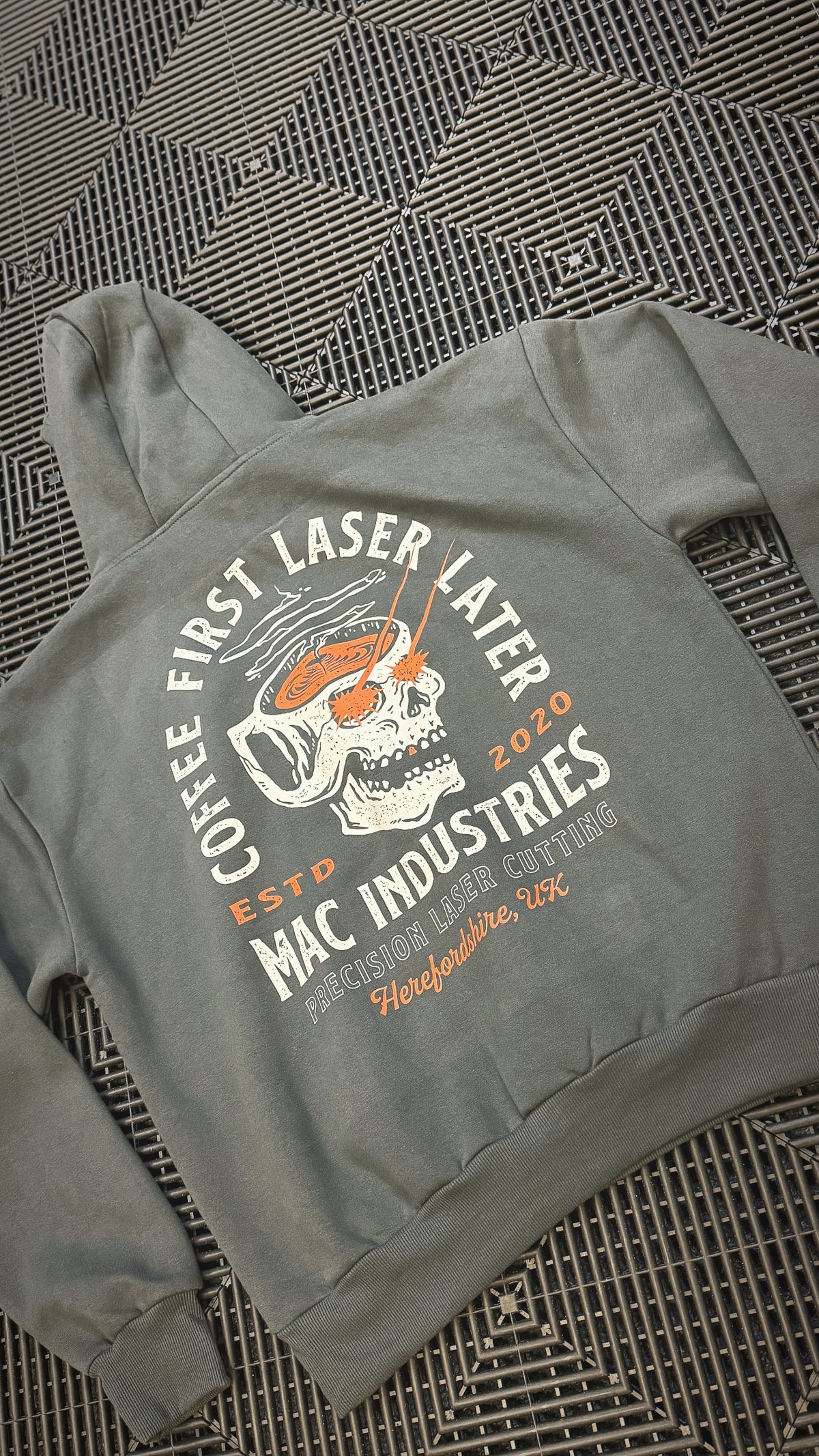 MAC Coffee First Skull Hoodie Unisex Oversized Fit, view 2