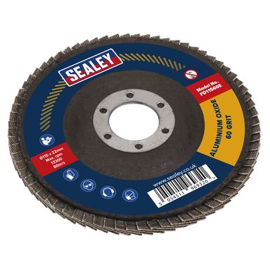 Sealey 115mm Aluminium Oxide Flap Disc 60Grit 22mm Bore