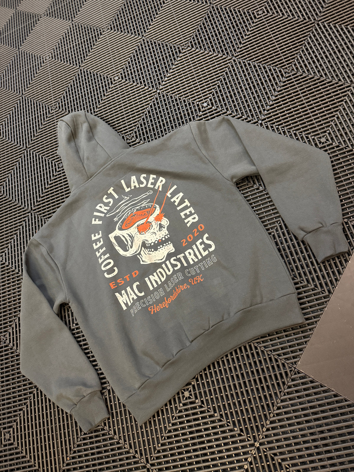 MAC Coffee First Skull Hoodie Unisex Oversized Fit, view 4
