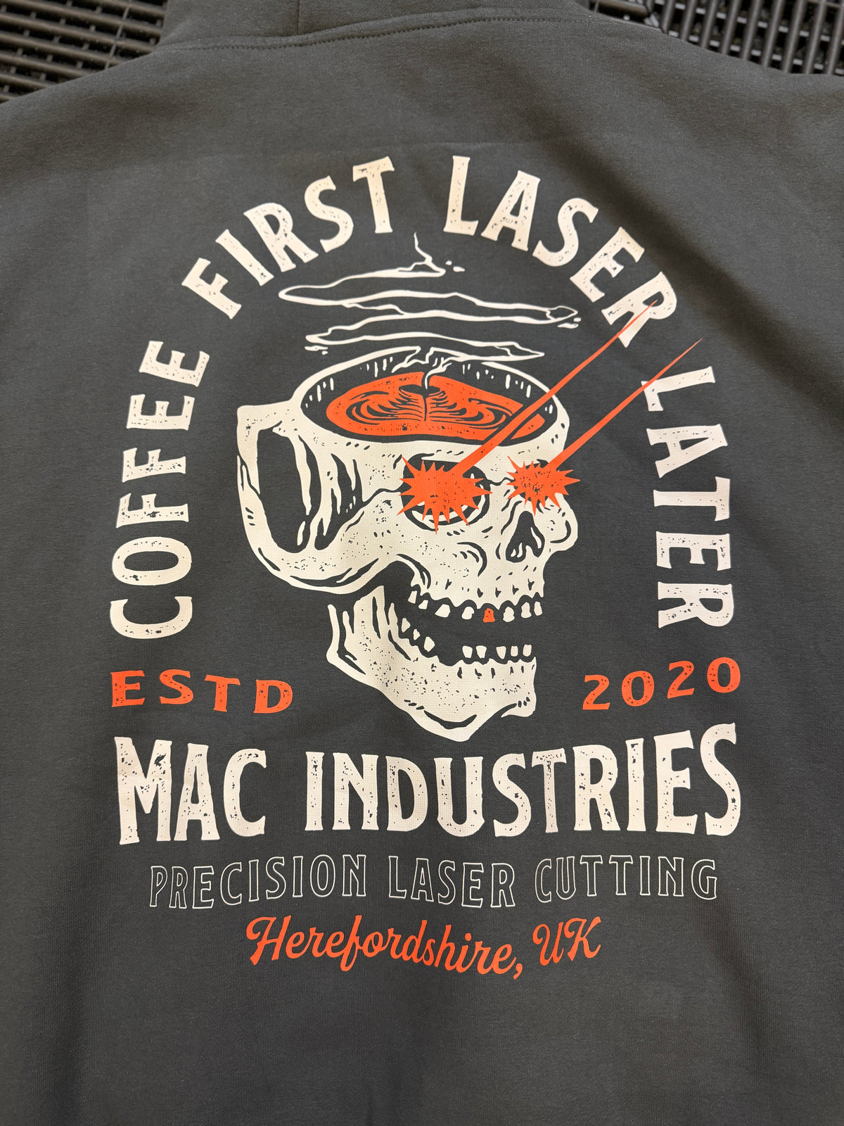 MAC Coffee First Skull Hoodie Unisex Oversized Fit, view 5