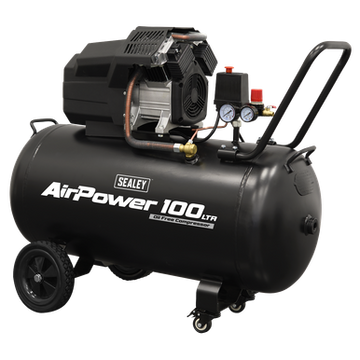 Sealey Air Compressor 100L V-twin Oil Free Direct Drive 3hp