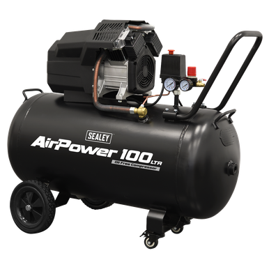 Sealey Air Compressor 100L V-twin Oil Free Direct Drive 3hp
