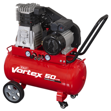 Sealey 50L Belt Drive Air Compressor with Cast Cylinders & Wheels 3.5hp