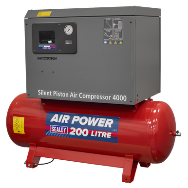 Sealey 200L Low Noise Belt Drive Air Compressor with Cast Cylinders 3hp