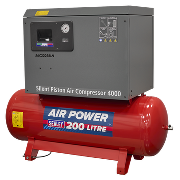 Sealey 200L Low Noise Belt Drive Air Compressor with Cast Cylinders 3hp