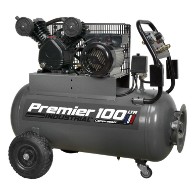 Sealey Premier 100L Belt Drive Air Compressor with Front Control Panel 3hp