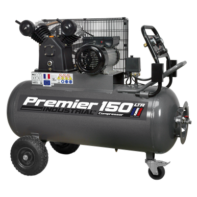 Sealey Premier 150L Belt Drive Air Compressor with Front Control Panel 3hp