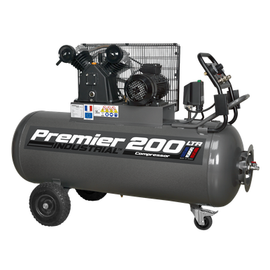 Sealey Premier 200L Belt Drive Air Compressor with Front Control Panel