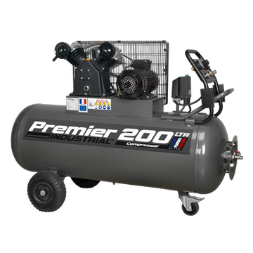 Sealey Premier 200L Belt Drive Air Compressor with Front Control Panel