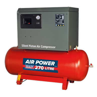 Sealey 270L Low Noise Belt Drive Air Compressor with Cast Cylinders 5.5hp 2-Stage