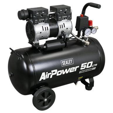 Sealey 50L Low Noise Oil Free Direct Drive Air Compressor 1hp
