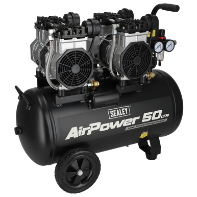 Sealey 50L Low Noise Oil Free Direct Drive Air Compressor 2 x 2hp