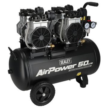 Sealey 50L Low Noise Oil Free Direct Drive Air Compressor 2 x 2hp