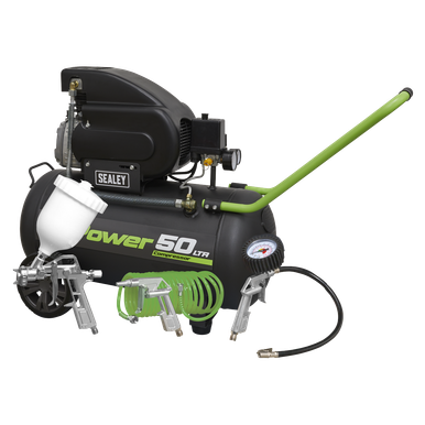 Sealey 50L Direct Drive Air Compressor 2hp with 4pc Air Accessory Kit