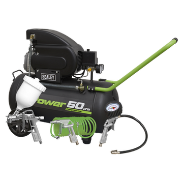 Sealey 50L Direct Drive Air Compressor 2hp with 4pc Air Accessory Kit