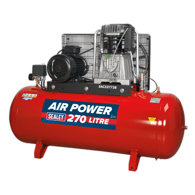 Sealey 270L Belt Drive Air Compressor with Cast Cylinders 7.5hp 2-Stage