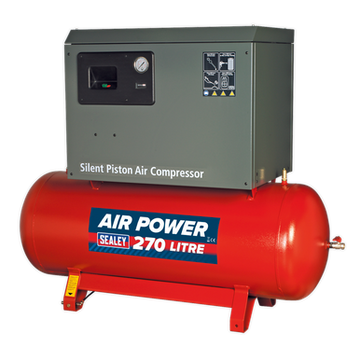 Sealey 270L Low Noise Belt Drive Air Compressor with Cast Cylinders 7.5hp 2-Stage