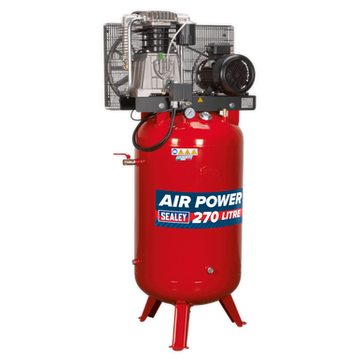 Sealey 270L Vertical Belt Drive Air Compressor with Cast Cylinders 7.5hp 2-Stage